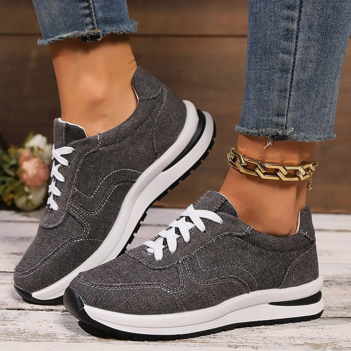 Damen  sportlich-elegante Textile Sneaker mit dämpfender EVA-Sohle und gepolsterter Innensohle Drune