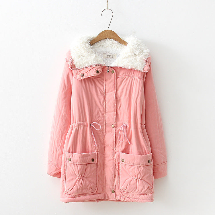 Damen nan winterlicher Parka mit kuscheligem Sherpa-Kragen, taillierendem Tunnelzug und aufgesetzten Klappentaschen Drune