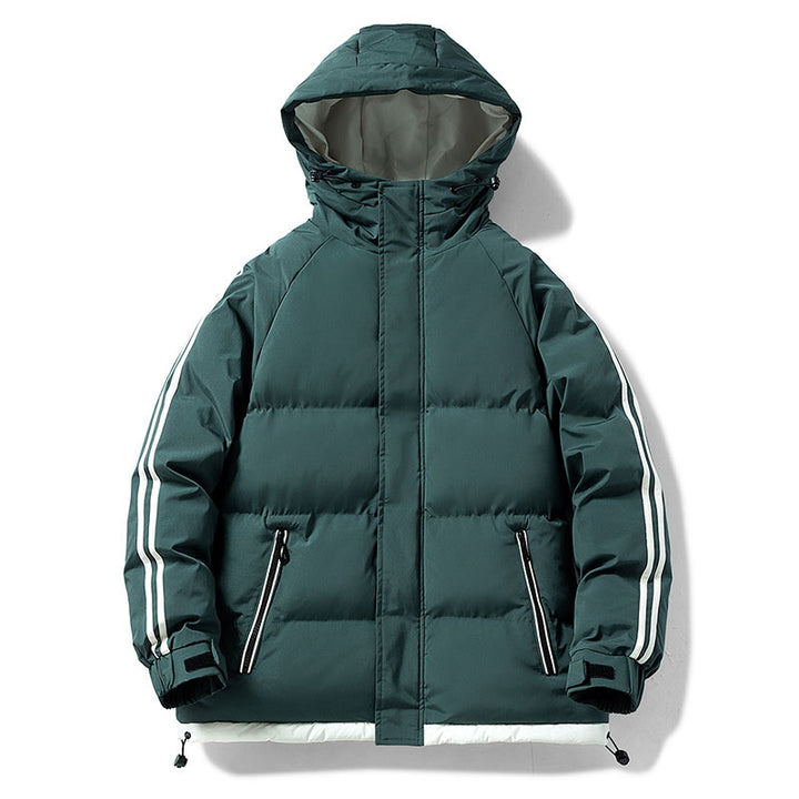 Herren nan gesteppte Kapuzen-Winterjacke mit Thermofutter, seitlichen Kontraststreifen und winddichter Außenhülle Drune