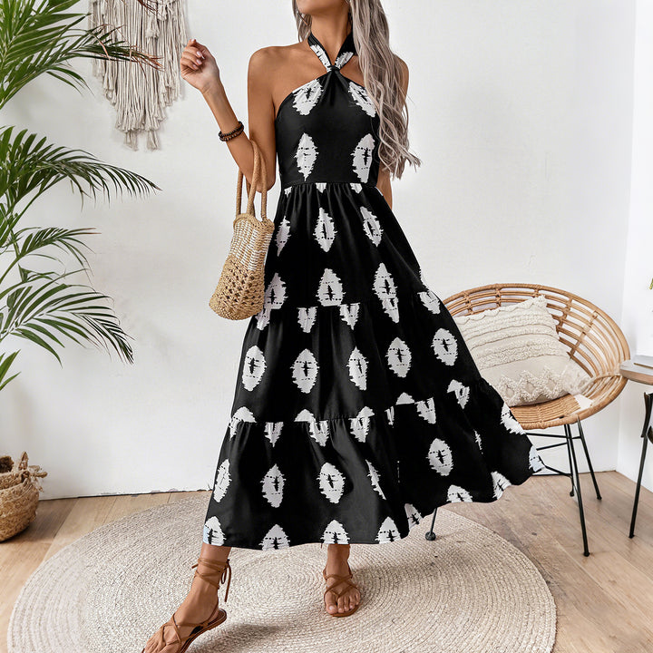Damen Boho Maxikleid mit asymmetrischen Trägern Drune