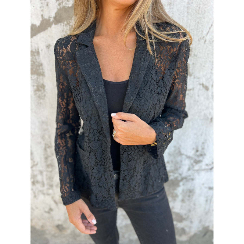 Damen Lace-Blazer im femininen Stil mit feinen Spitzelementen Drune