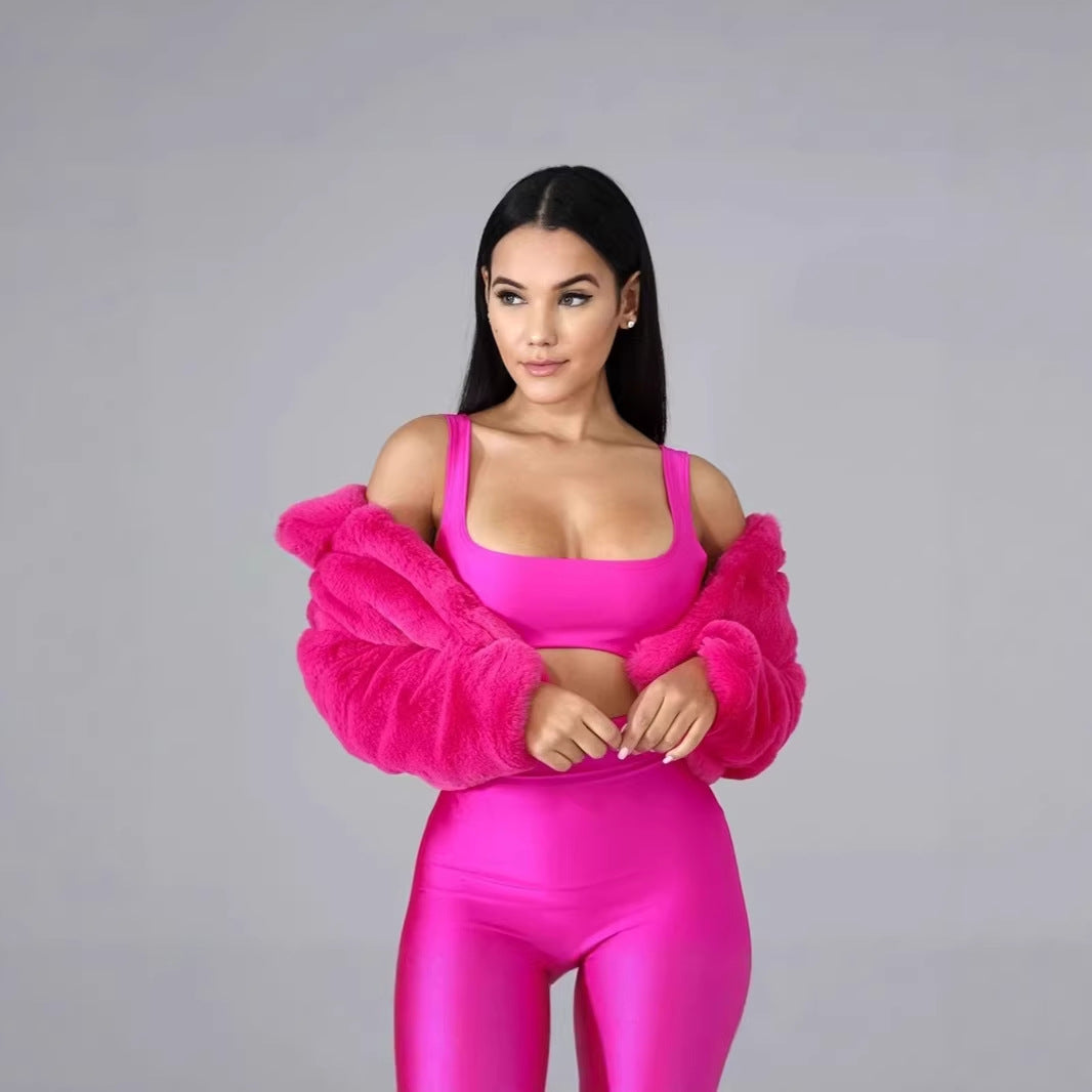Damen Cropped Kunstpelz‑Blouson mit tailliertem Schnitt, Stehkragen und weichem Teddy‑Finish Drune