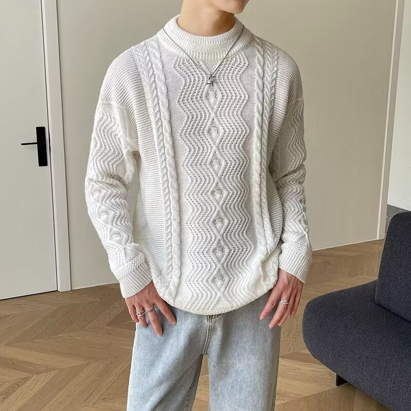 Herren Grobstrickpullover mit modernen Zopfmuster Drune