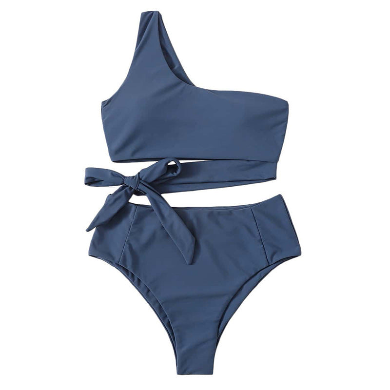 Damen Einseitiges Bikini-Set mit elegantem Wickelgürtel Drune