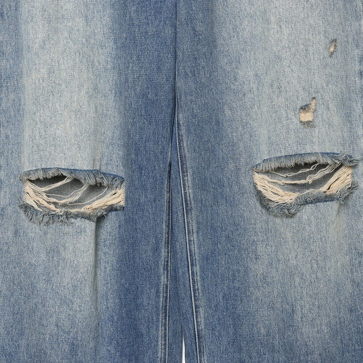 Damen nan Highwaist Jeans mit weitem Bein, Destroyed‑Details und ausgefranstem Saum Drune