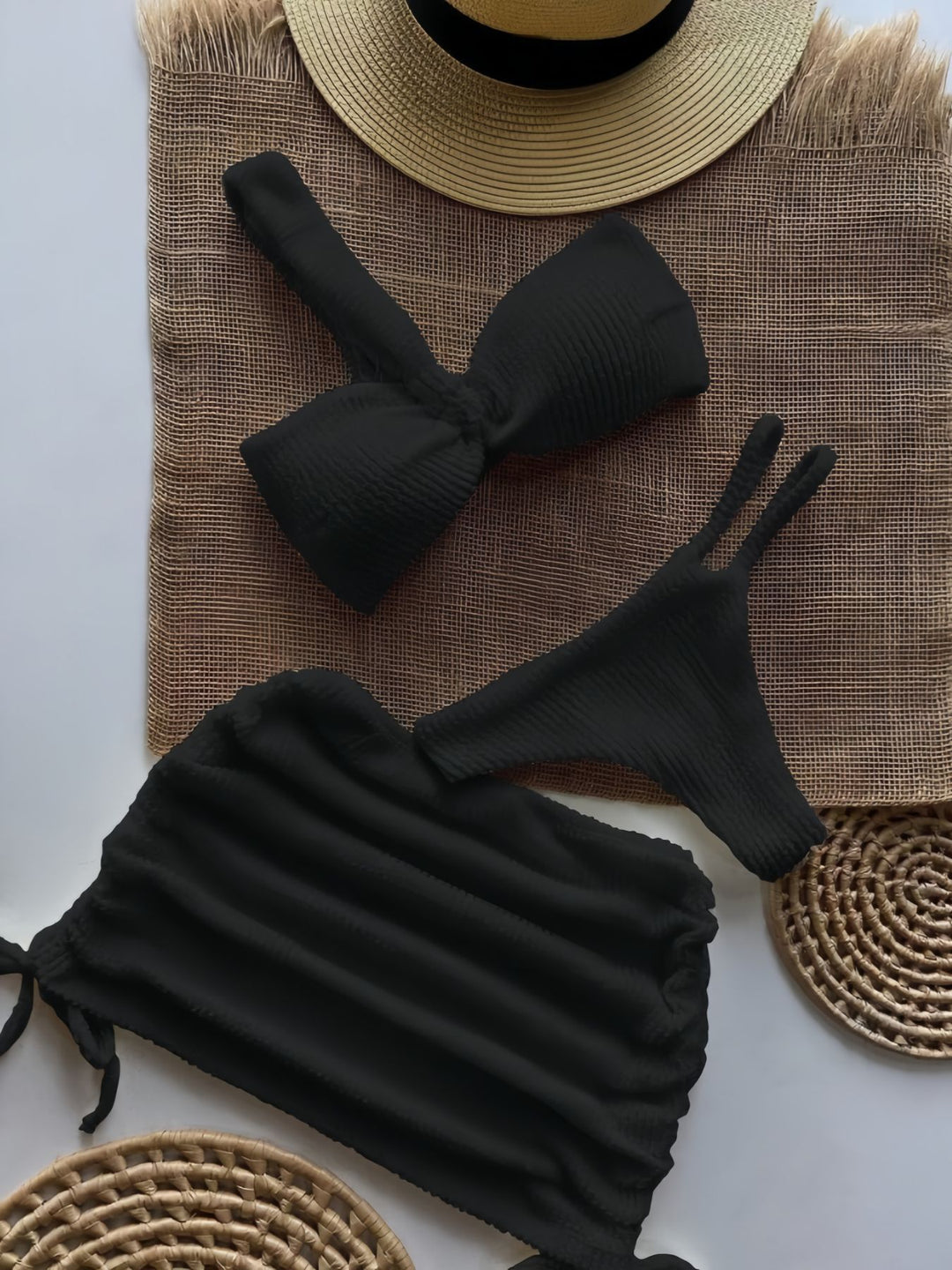 Damen Bandeau-Bikini-Set mit Raffungen Drune