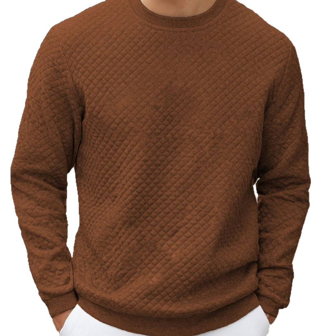 Herren gesteppter Sweatpullover mit Rautensteppung, geripptem Kragen und komfortablem Regular Fit Drune