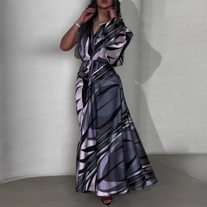 Damen Maxikleid mit innovativem Wickeldesign und schwingendem Saum Drune