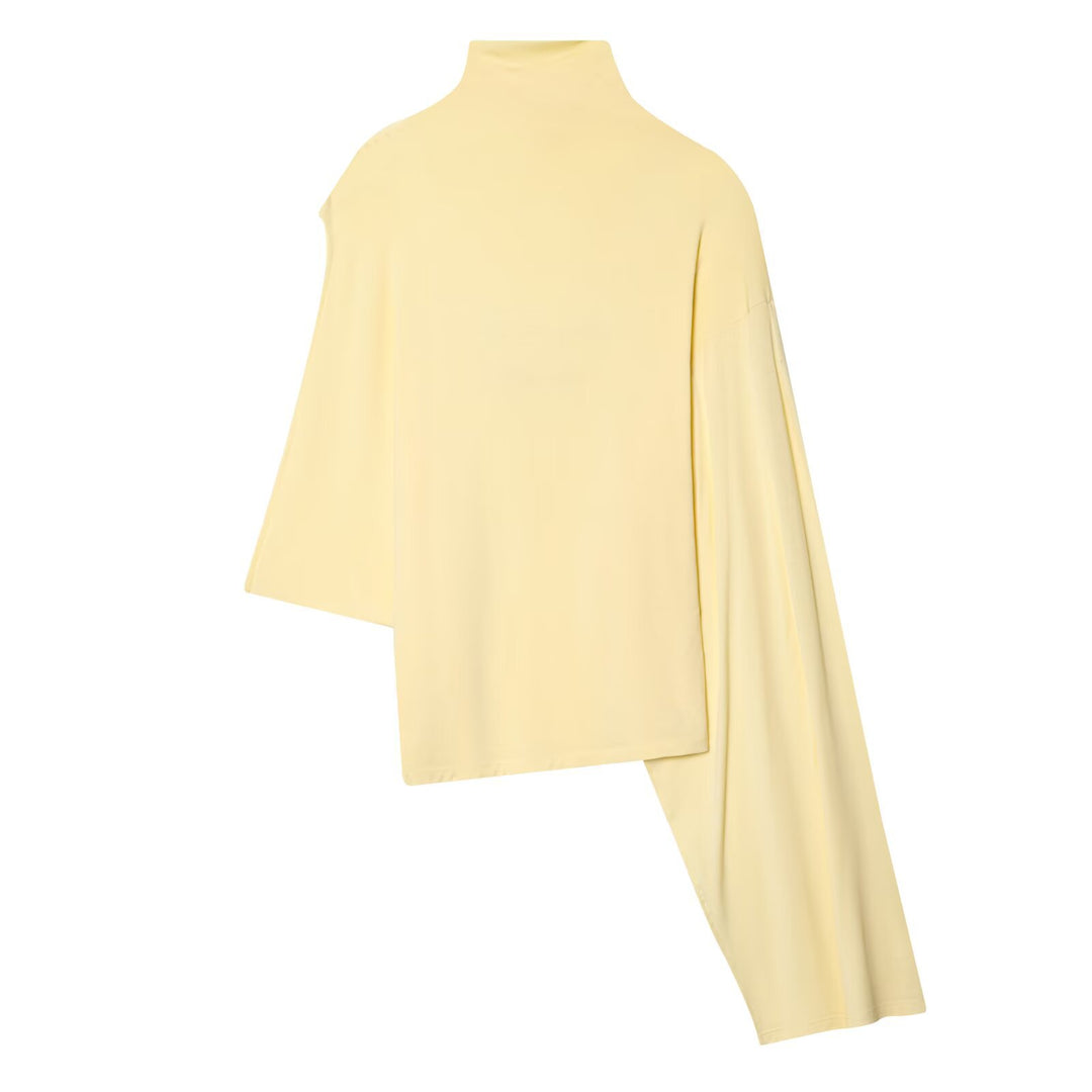 Damen Asymmetrisches Drapiertes Cape-Top mit Rollkragen und One-Shoulder-Ärmel Drune