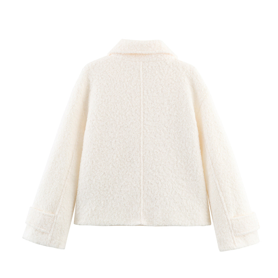 Damen nan kastige Bouclé-Jacke mit kurzem Schnitt, doppelreihiger Knopfleiste und Manschettenriegel Drune
