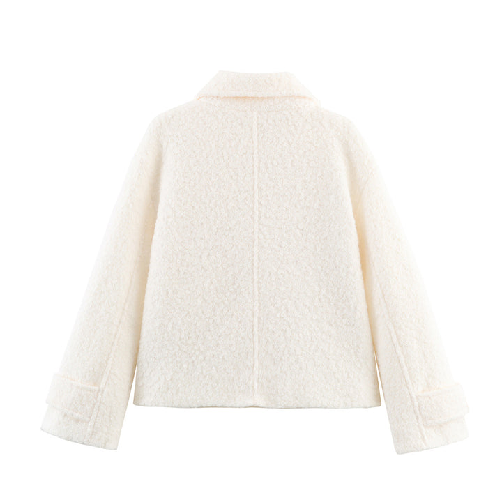 Damen nan kastige Bouclé-Jacke mit kurzem Schnitt, doppelreihiger Knopfleiste und Manschettenriegel Drune