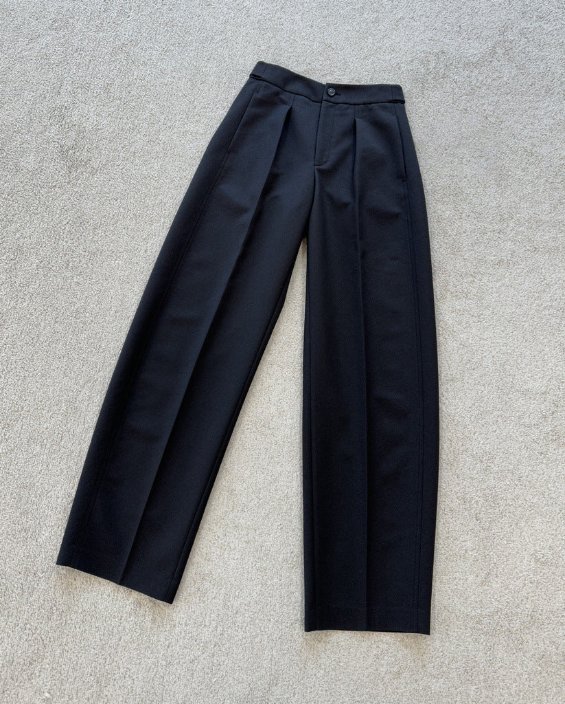Damen Elegante weite Stoffhose mit Falten Drune