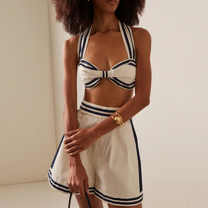 Damen Einteiler Badeanzug mit raffiniertem Cut-Out und dekorativen Schleifen Drune