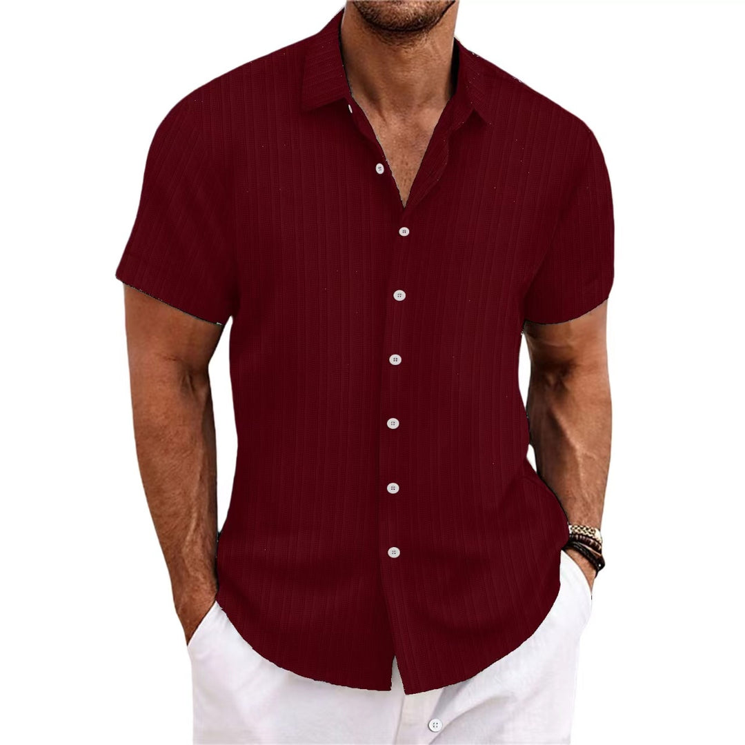 Herren Kurzarm gestreiftes lässiges Button-Up Hemd Drune