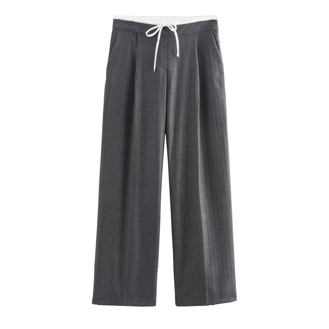 Damen 60+ weite Highwaist Palazzohose mit Tunnelzugbund und Bügelfalte Drune