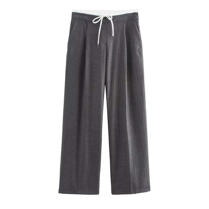 Damen 60+ weite Highwaist Palazzohose mit Tunnelzugbund und Bügelfalte Drune