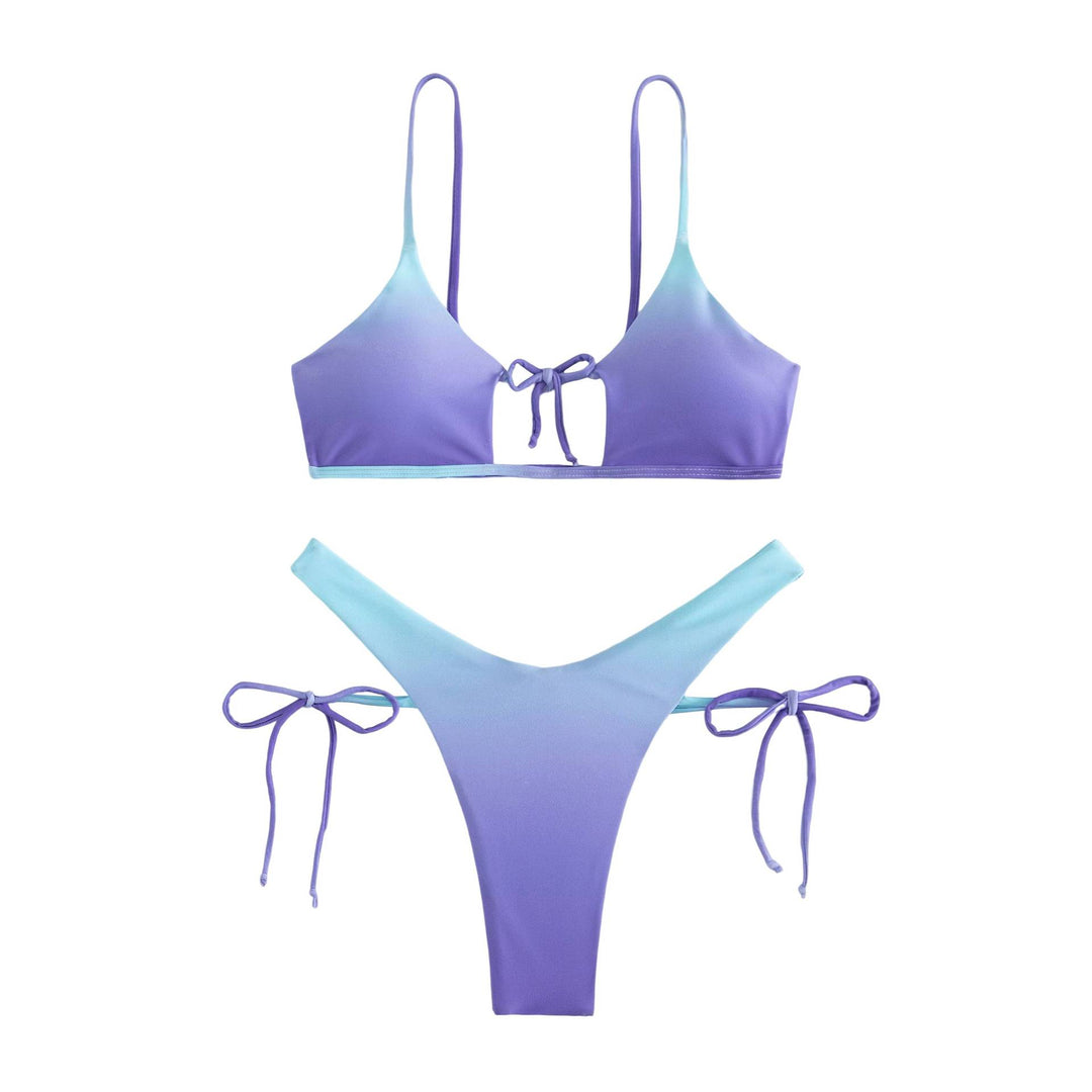Damen Triangel-Bikini mit anpassbarem Knoten-Design und elegantem Farbverlauf Drune