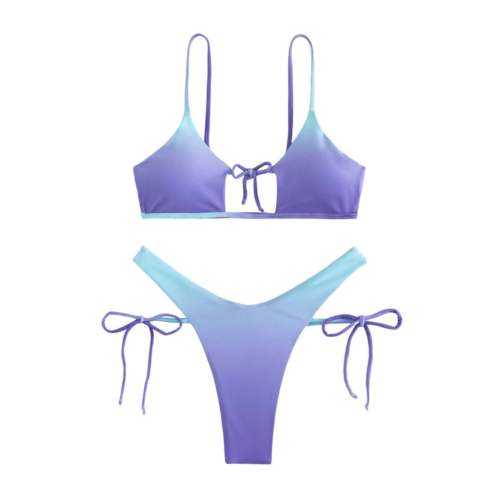 Damen Triangel-Bikini mit anpassbarem Knoten-Design und elegantem Farbverlauf Drune