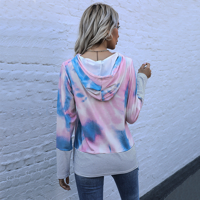 Damen Kapuzenpullover mit innovativem Farbverlauf und maritimen Streifen Drune