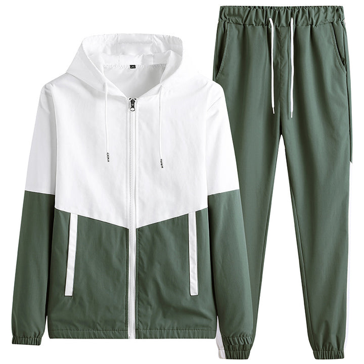 Herren Leichtes Colorblock-Trackset mit Kapuzen‑Windjacke und konischer Jogginghose Drune