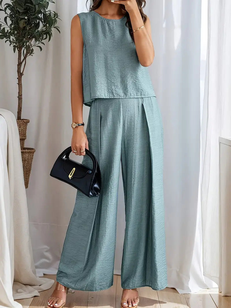 Damen weiches Oberteil und elegante weite Hose Drune