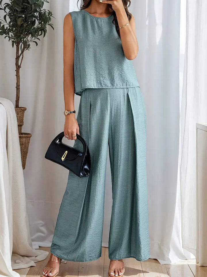 Damen weiches Oberteil und elegante weite Hose Drune