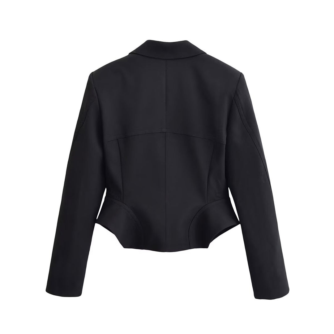 Damen Taillierter Cropped-Blazer mit Prinzessnähten und 5-Knopfreihe Drune
