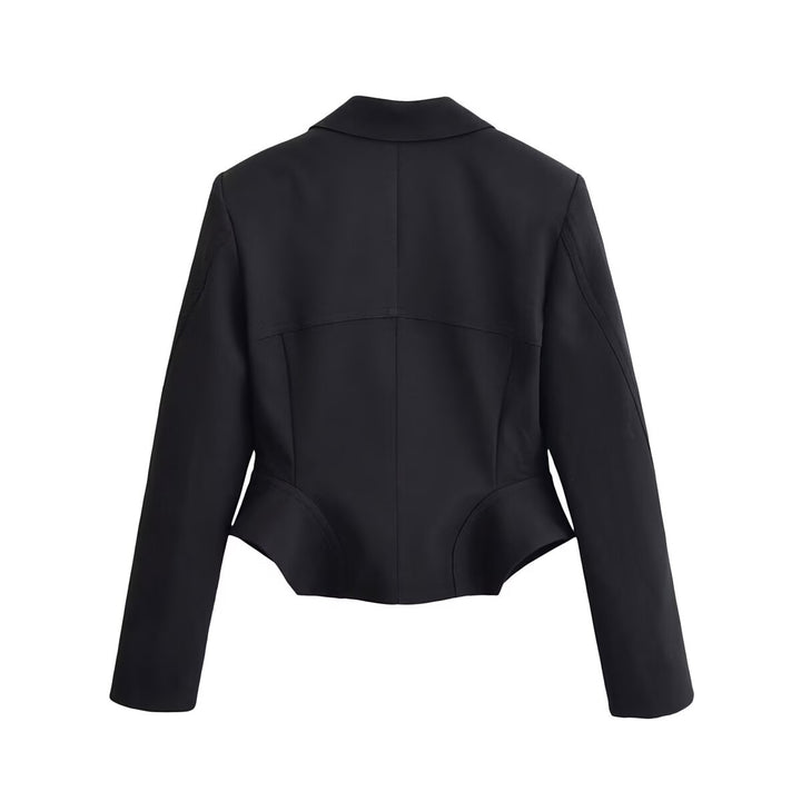 Damen Taillierter Cropped-Blazer mit Prinzessnähten und 5-Knopfreihe Drune