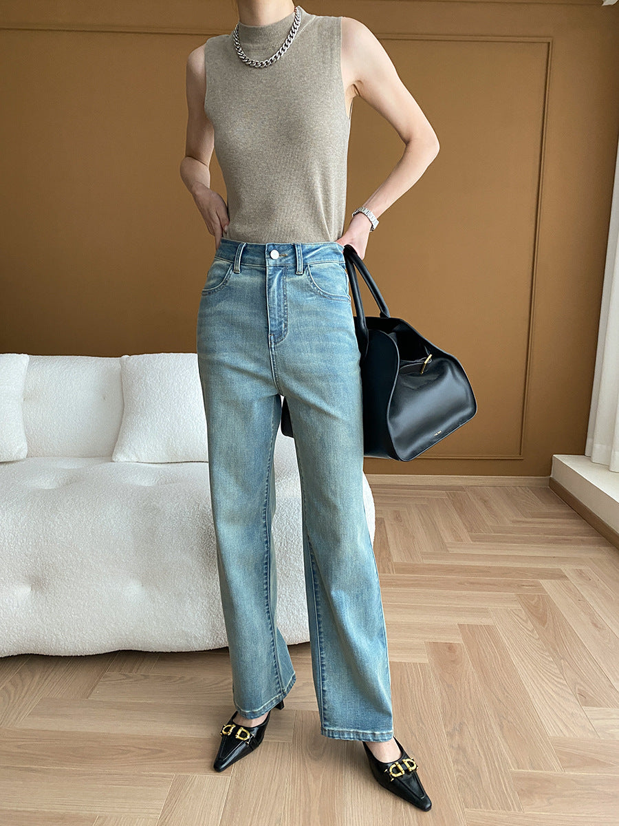 Damen Hochgeschnittene Jeans mit weitem Bein Drune