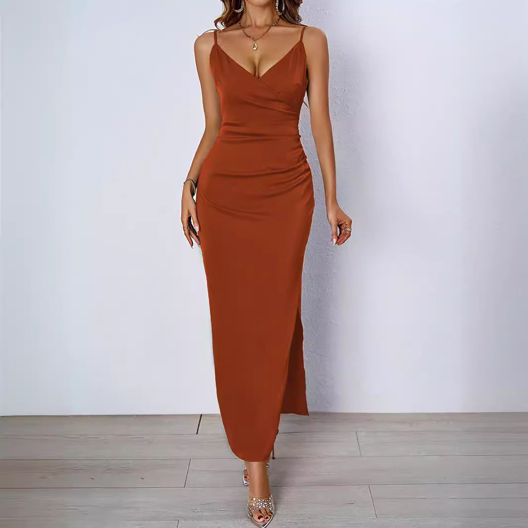 Damen Maxikleid mit schickem Wickel-Design und elegantem Schlitz Drune