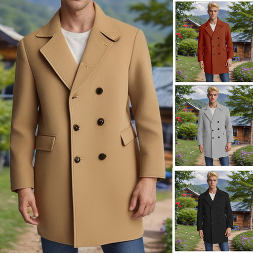 Herren eleganter Doppelreiher-Mantel aus weichem Material Drune