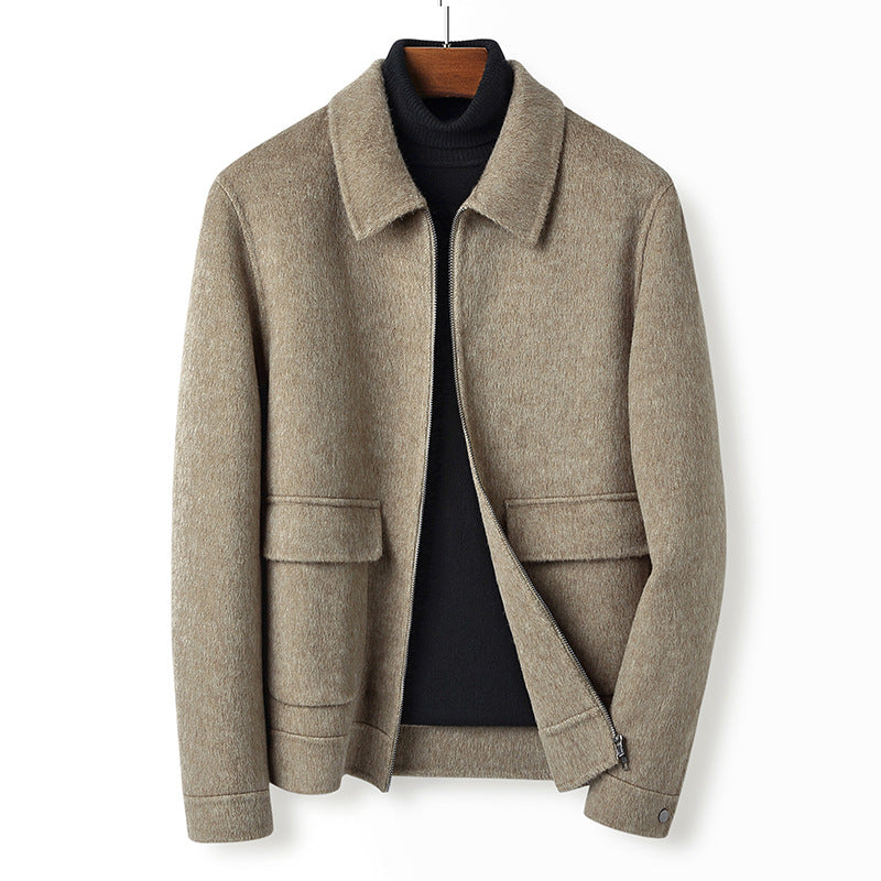 Herren Wollmix-Übergangsjacke mit Stehkragen, Reißverschluss und Pattentaschen Drune