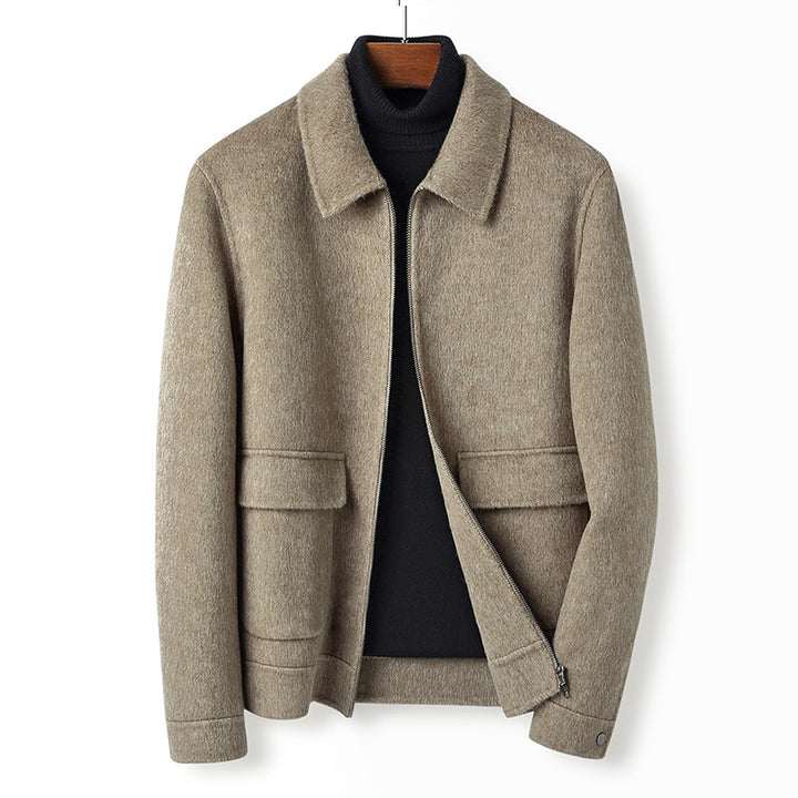 Herren Wollmix-Übergangsjacke mit Stehkragen, Reißverschluss und Pattentaschen Drune