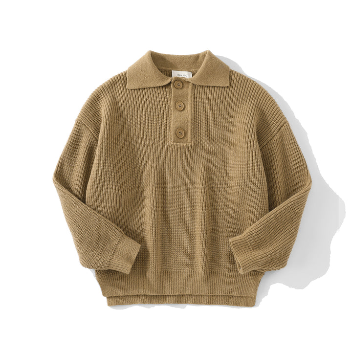 Damen Bequemer Strickpullover mit Knopfdetails Drune