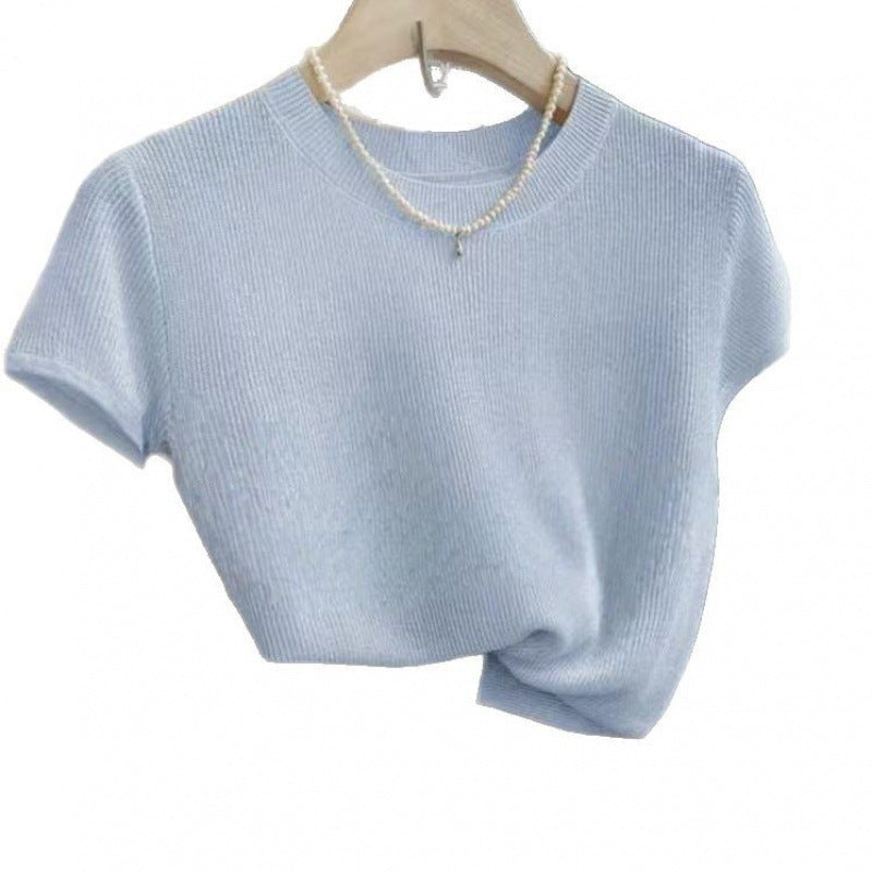 Damen lässiges Kurzarm-Strickshirt Drune
