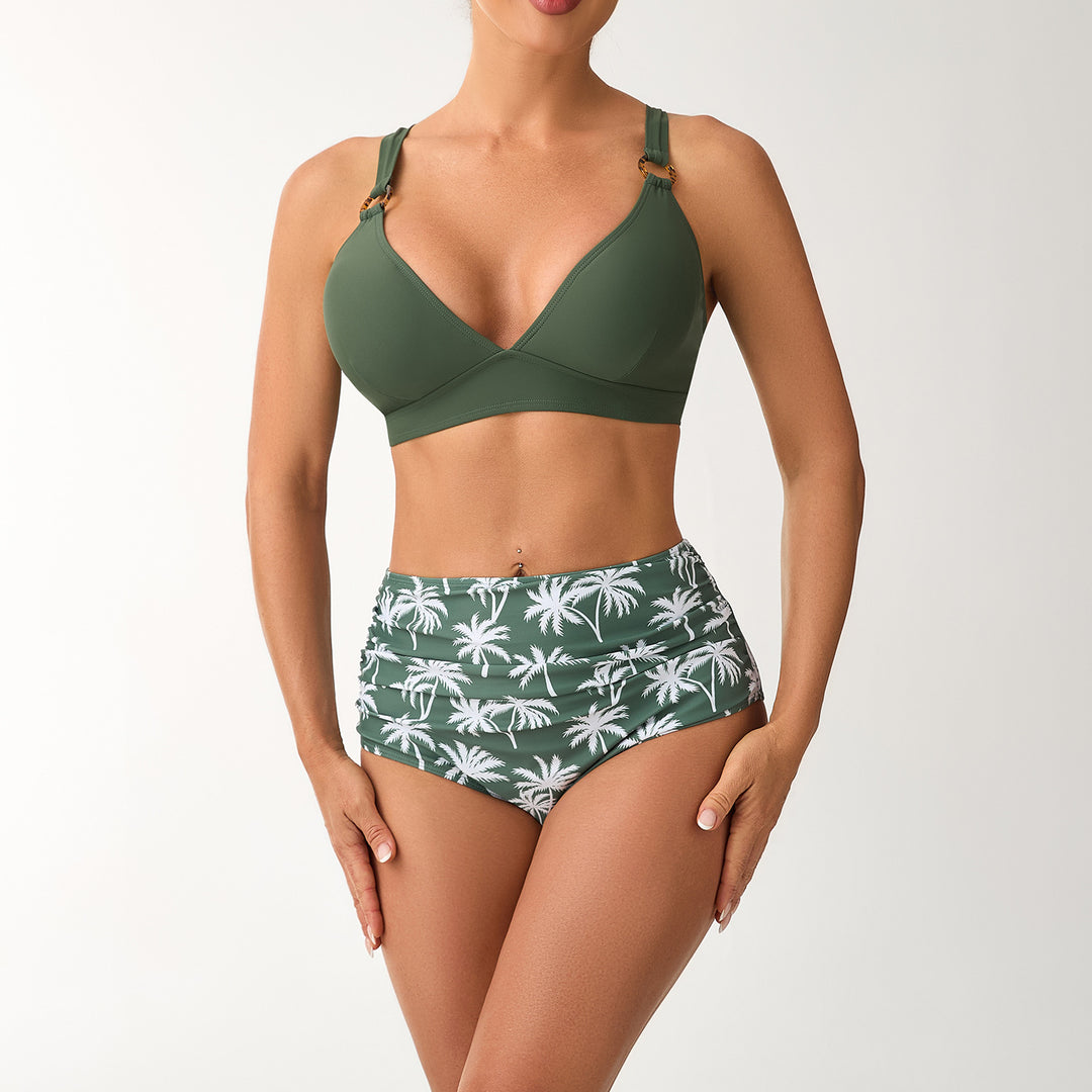 Damen Hochgeschnittener Bikini mit elegantem Schnitt und raffinierten Trägern Drune