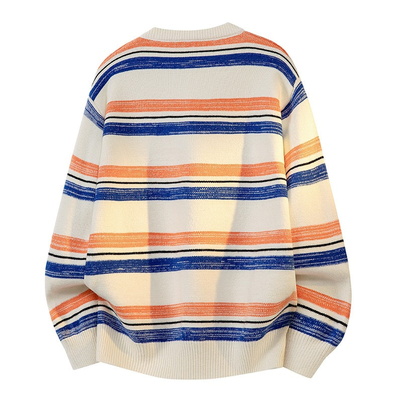 Unisex Oversize-Strickpullover mit maritimen Streifen, geripptem Saum & atmungsaktivem Baumwollmix Drune