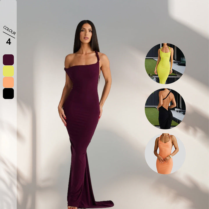 Damen figurbetontes Abendkleid mit elegantem Halterdesign und schwingendem Saum Drune