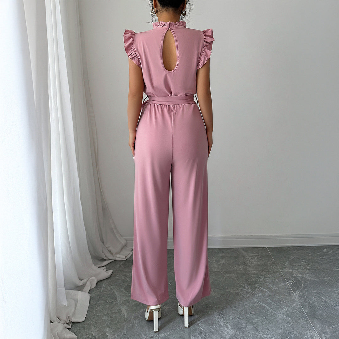 Damen Eleganter Jumpsuit mit Rüschendetails und Rückenausschnitt Drune