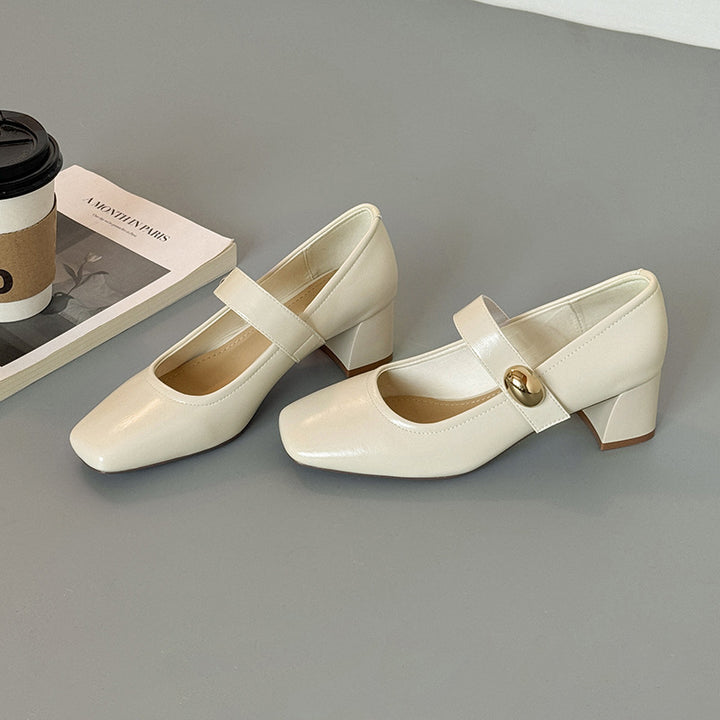 Damen Mary Jane Blockabsatzschuhe mit modischer Schnalle Drune
