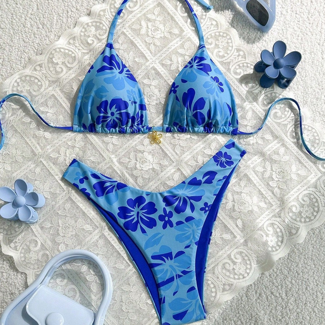 Damen Triangel-Bikini mit floralem Muster Drune