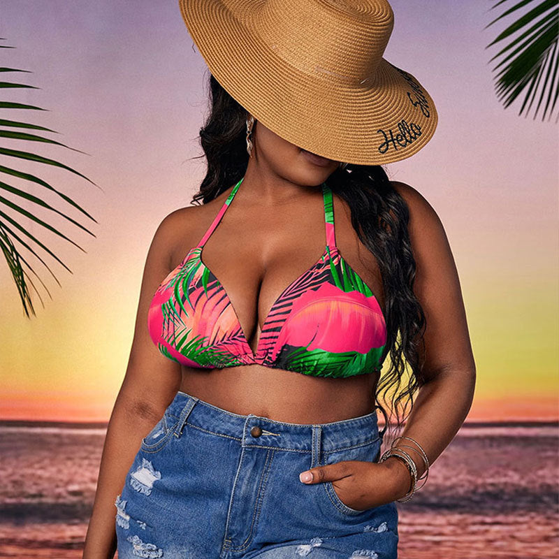Damen Triangel-Bikini mit buntem Blumenmuster Drune