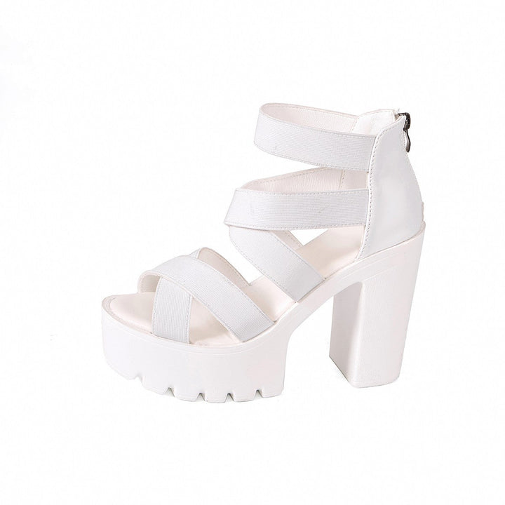 Damen Plateau-Sandalen mit modischem Riemendesign und stabilem Blockabsatz Drune