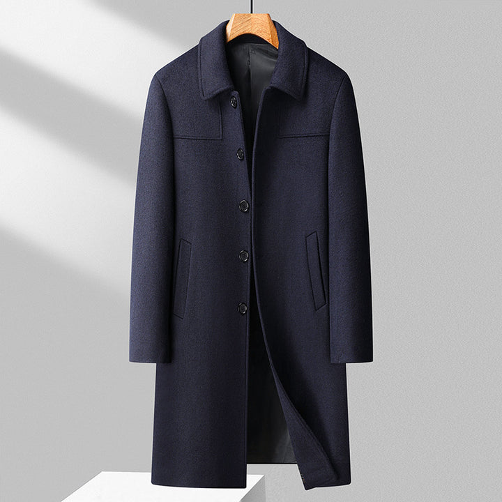 Herren Langer einreihiger Wollmantel mit schlanker Silhouette Drune
