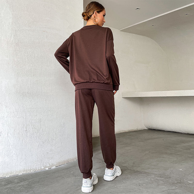Damen Lässiges Sweatset im College‑Look mit Oversize‑Sweatshirt und Jogginghose Drune