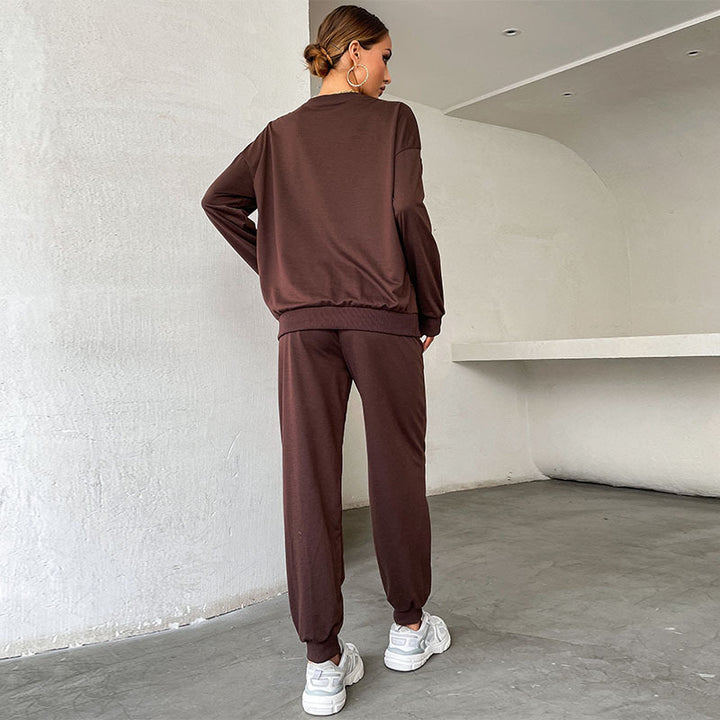 Damen Lässiges Sweatset im College‑Look mit Oversize‑Sweatshirt und Jogginghose Drune