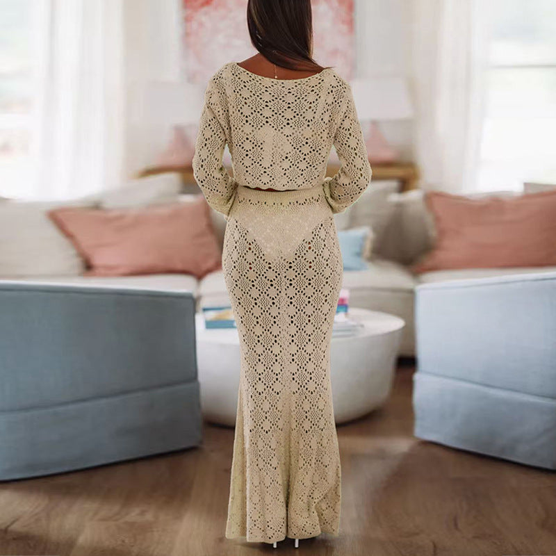 Damen Elegantes Maxikleid mit raffinierter Spitzenstruktur Drune
