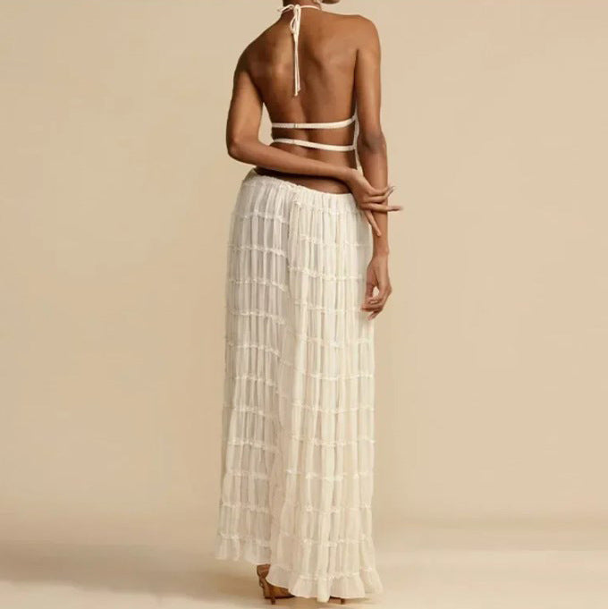 Damen elegantes Maxikleid mit Rüschendetails und Cut-Out-Elementen Drune