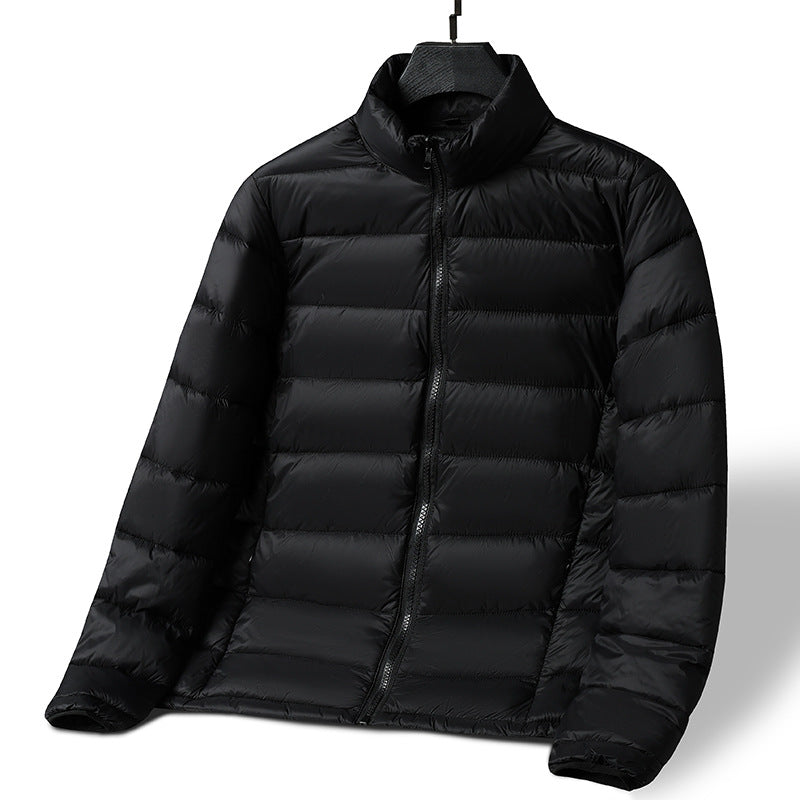 Herren Leichte ultrawarme packbare Steppjacke mit horizontaler Steppung, hohem Stehkragen und Zwei-Wege-Reißverschluss Drune