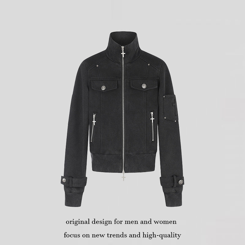 Damen Taillierte Zipjacke mit hohem Stehkragen, Zierpatten & verstellbaren Riegeln Drune